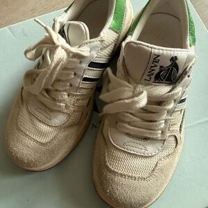 Lanvin Cream and Green Athletic Shoes